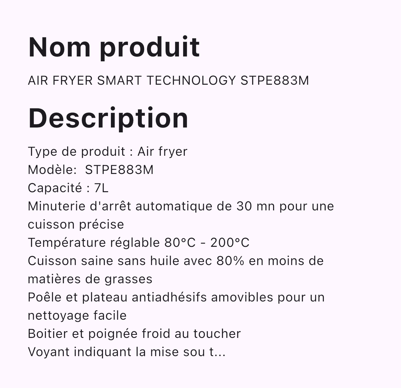 AIR FRYER 5.5L SMART TECHNOLOGY STPE881M