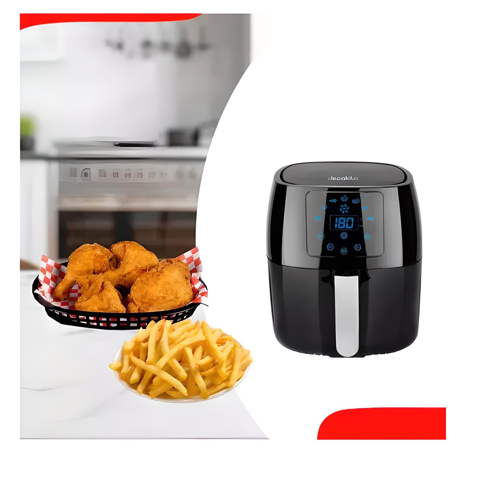 AIR FRYER DECAKILA À AIR DIGITALE 2PIÈCES 4,5LITRES NOIR KEEC039B