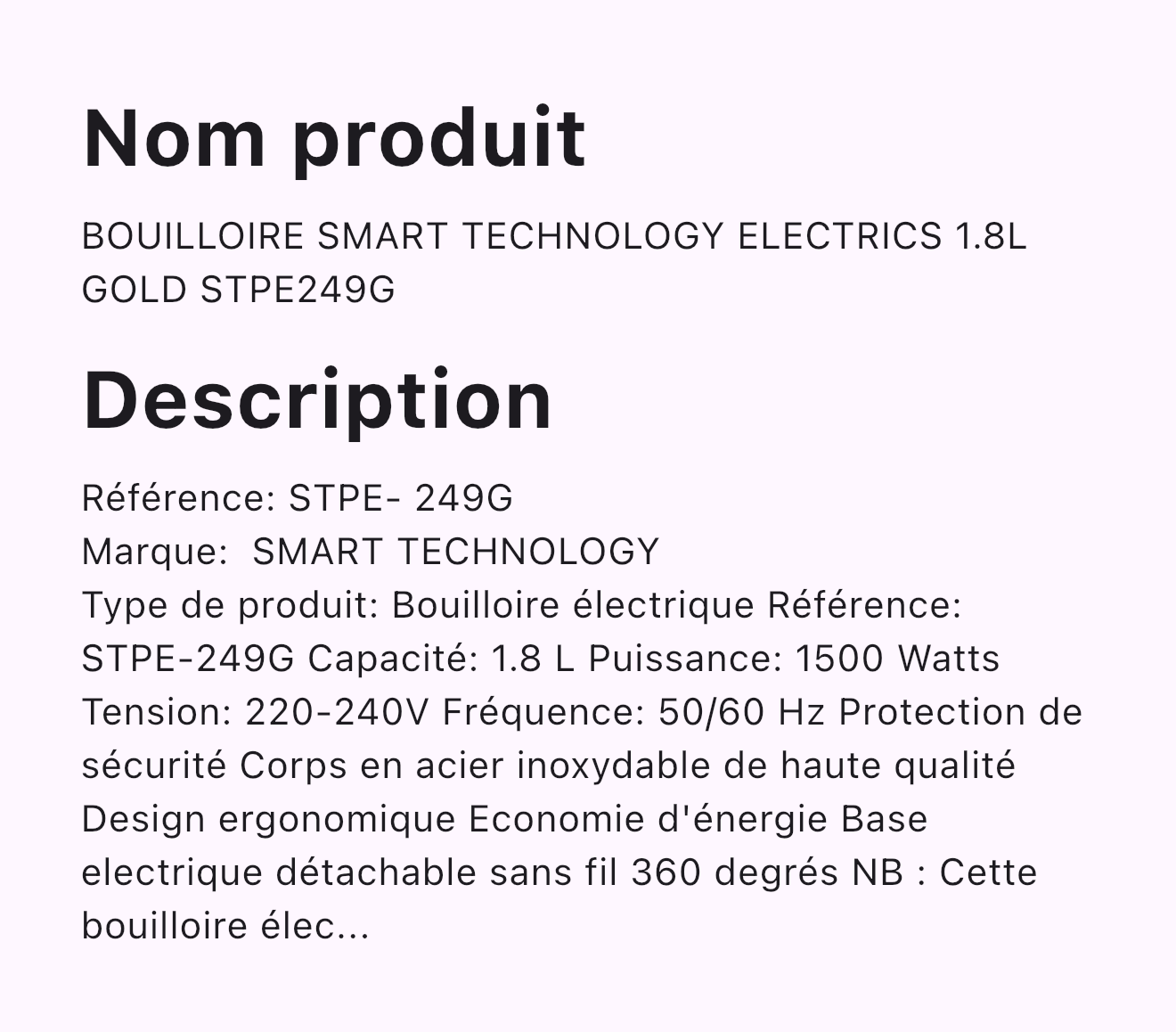 BOUILLOIRE SMART TECHNOLOGY ELECTRICS 1.8L ROUGE STPE249R