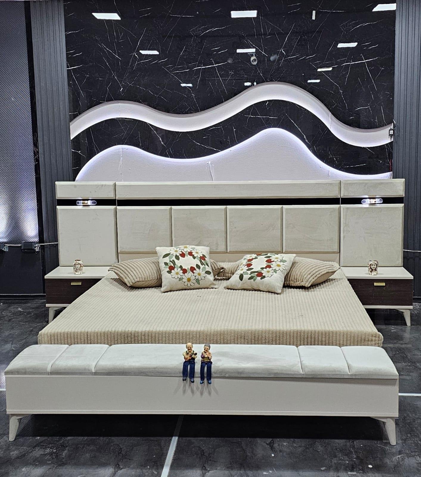 CHAMBRE À COUCHER 6BATTANTS 4PIÈCES GRIS MARRON BEIGE PIAZZA