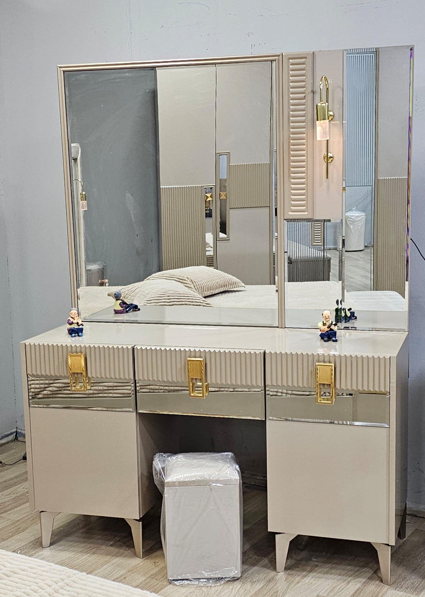 CHAMBRE À COUCHER ARMOIRE 6BATTANTS 6PIÈCES BEIGE BAMBI