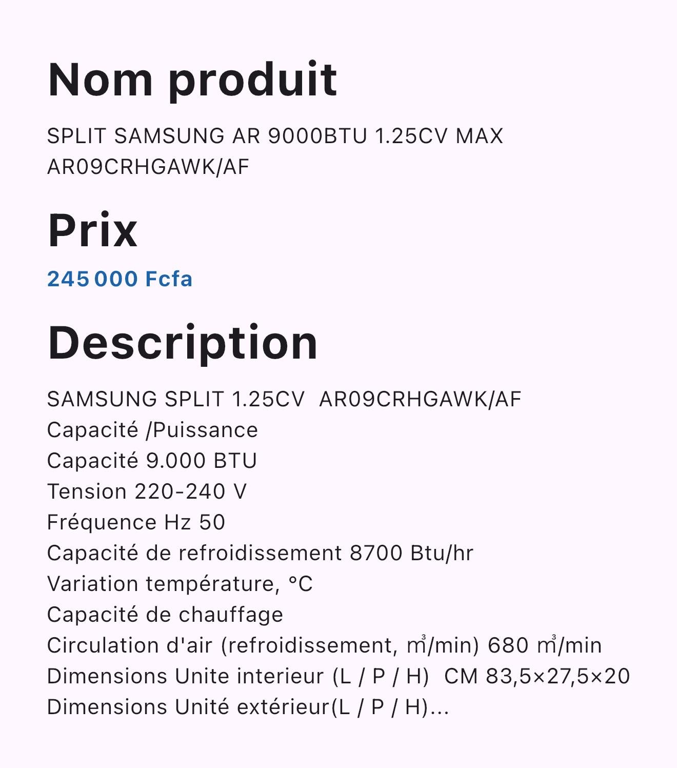 Climatiseur Console 18000 BTU
