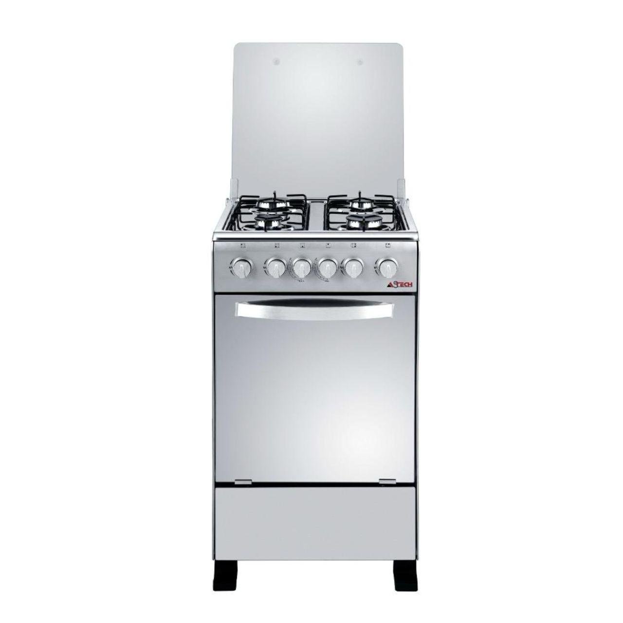 CUISINIÈRE ASTECH 4FEUX 50X50 À GAZ AVEC FOUR À GAZ INOX CSI50MS