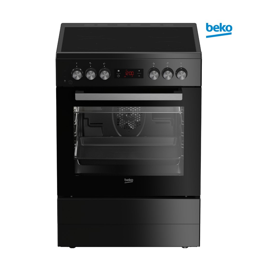 CUISINIERE BEKO 4FEUX 60X60 INDUCTION + FOUR ELECTRIQUE NOIR FSM6730SBCS