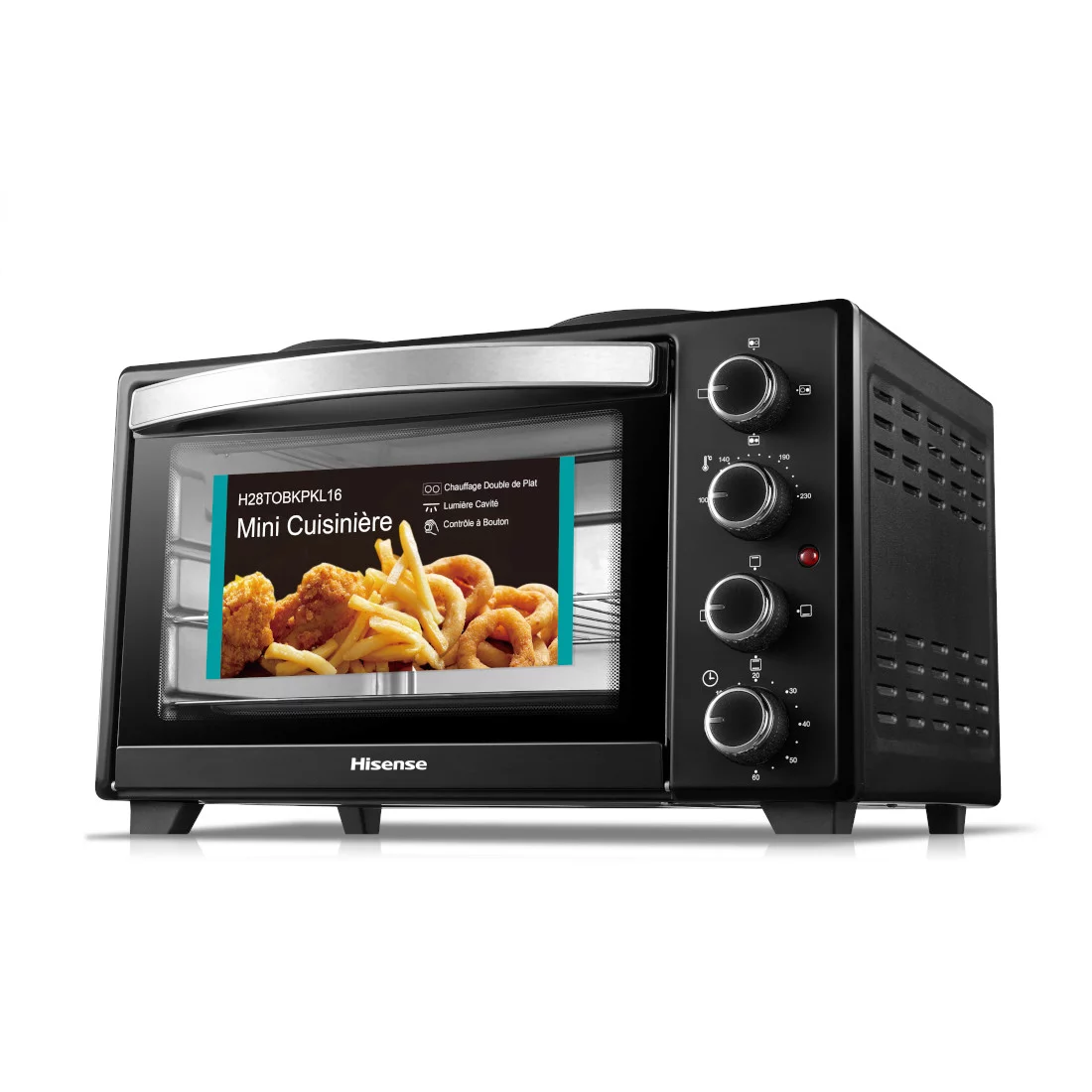 FOUR HISENSE AVEC 2FEUX ELECTRIQUE EN HAUT 28LITRES NOIR H28TOBKPL16