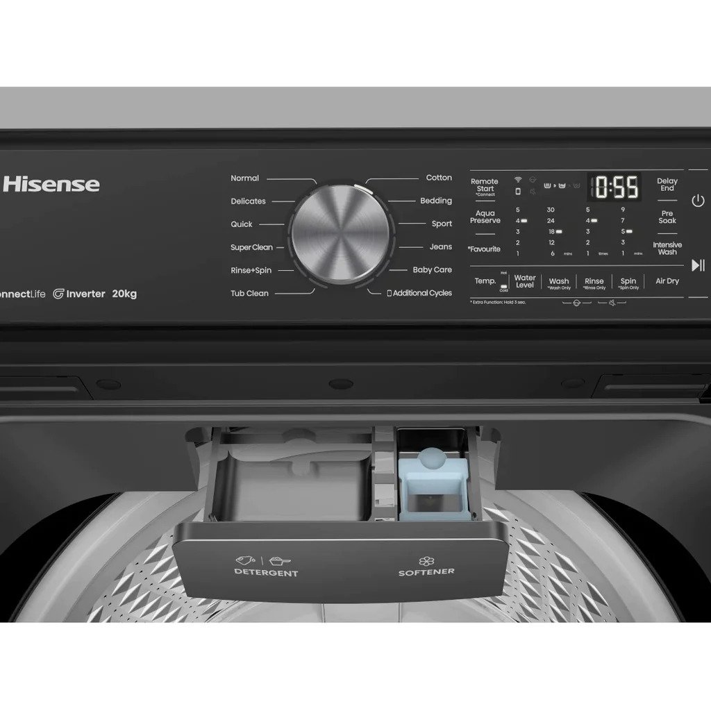 MACHINE A LAVER HISENSE 20KG TOP LOAD INVERTER WT5T2025DB