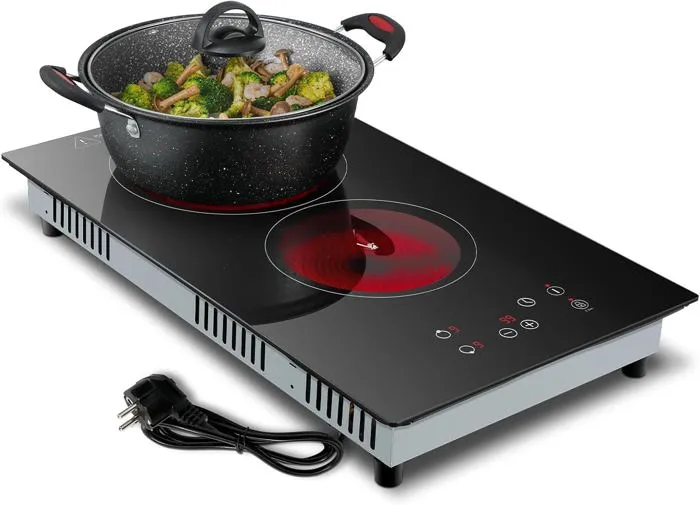 PLAQUE VERTA 2FEUX ELECTRIQUE VITROCERAMIQUE NOIR MS231 PE30005