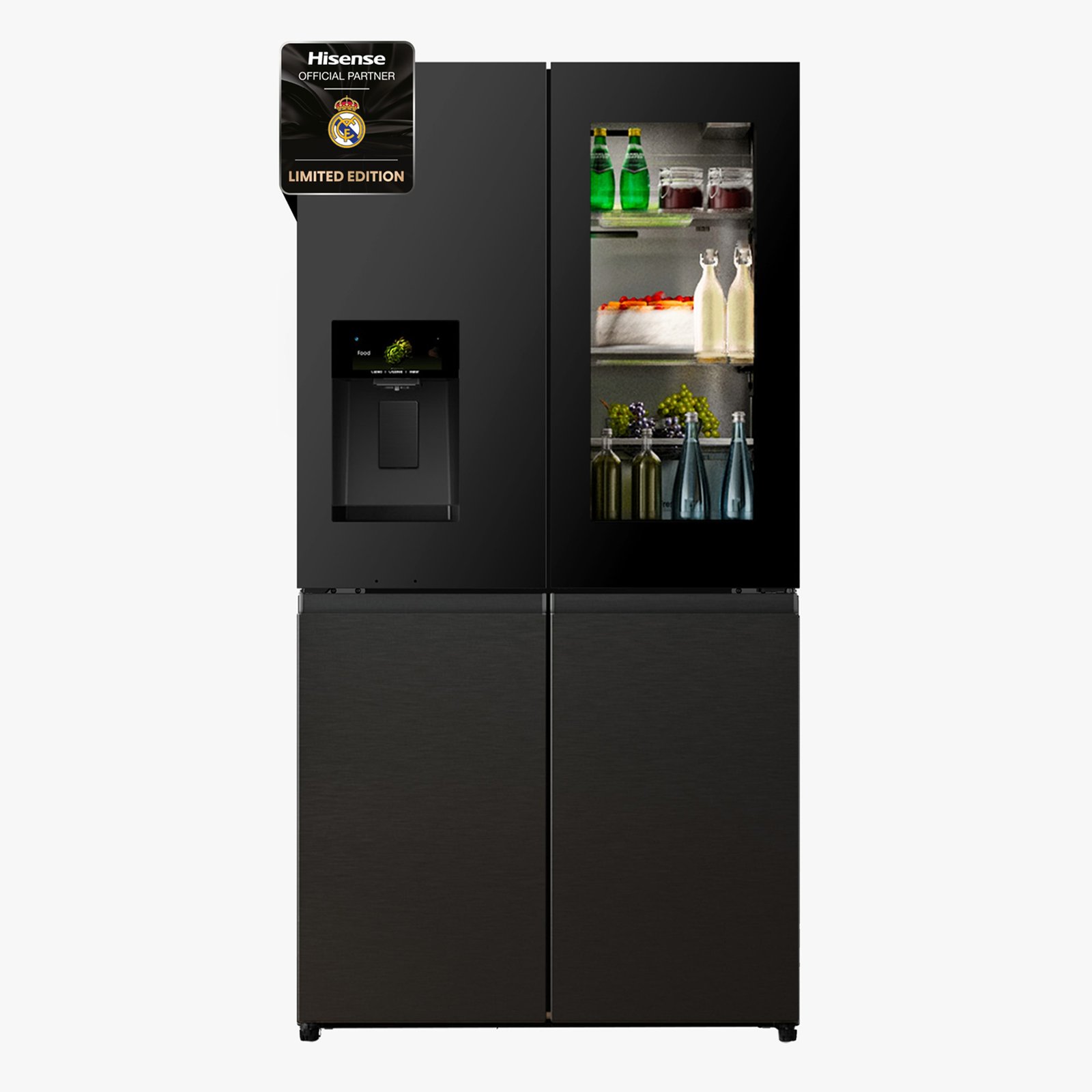 REFRIGERATEUR HISENSE SIDE BY SIDE 4PORTES 617LITRES + DIST D'EAU + GLACON NOIR RQ9P600GTL