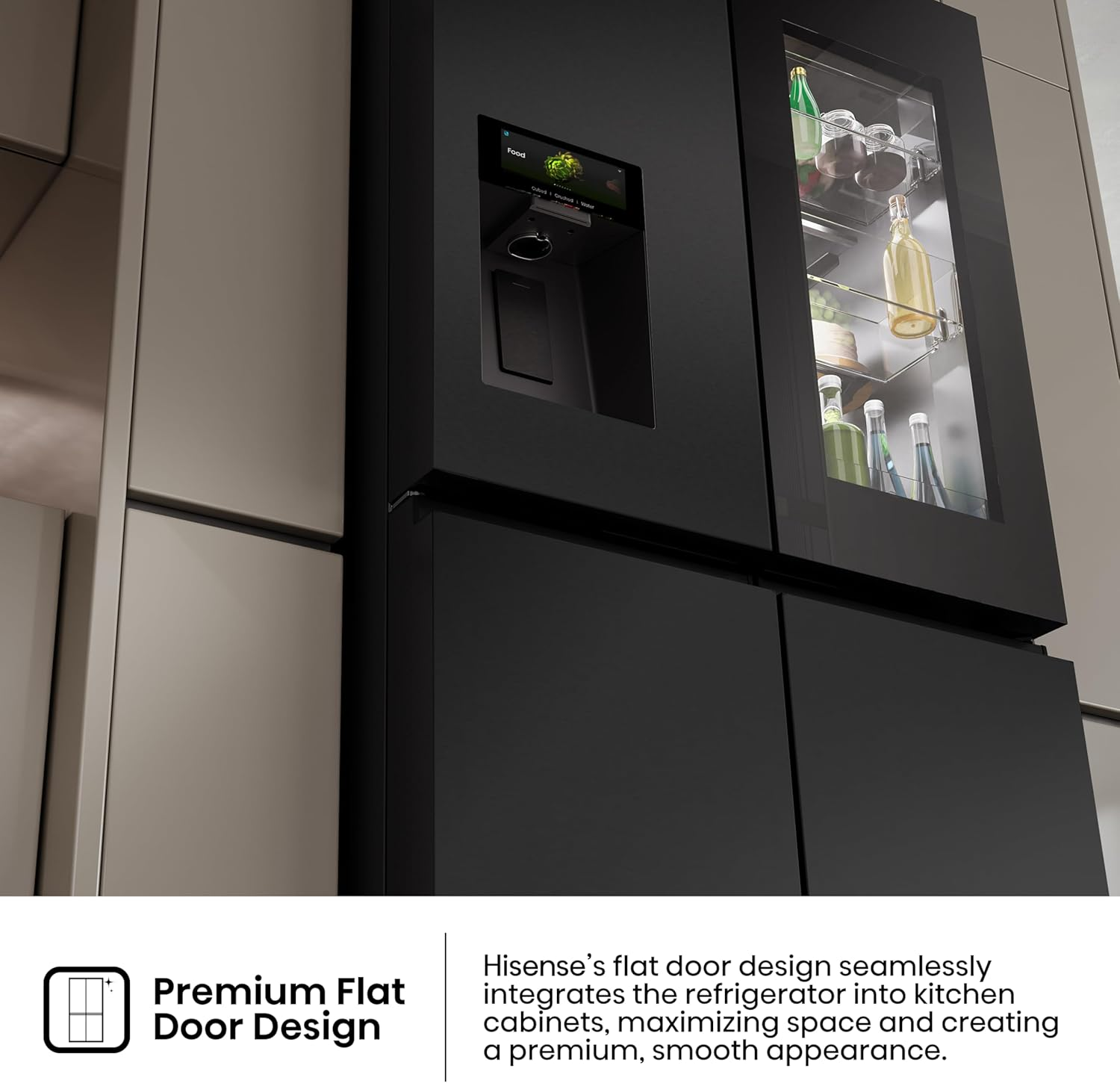 REFRIGERATEUR HISENSE SIDE BY SIDE 4PORTES 617LITRES + DIST D'EAU + GLACON NOIR RQ9P600GTL