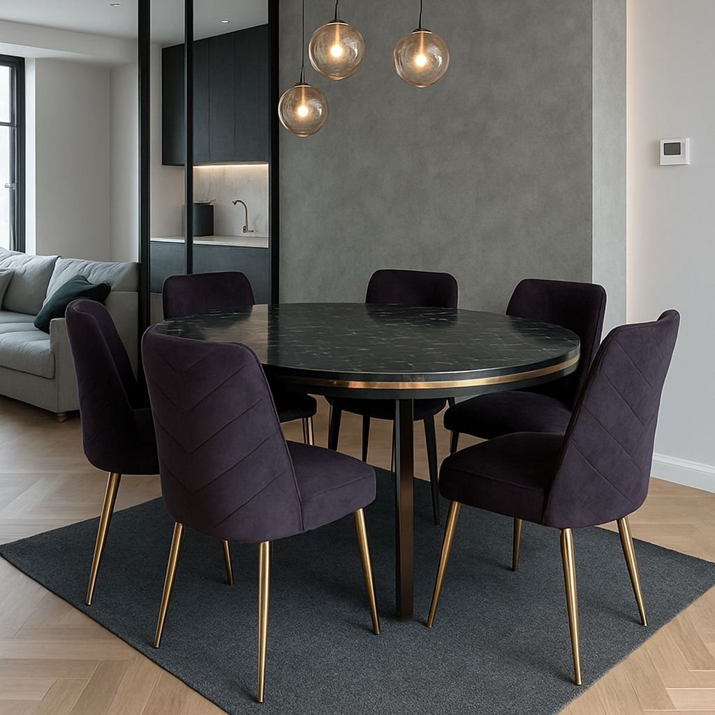 TABLE A MANGER 6PLACES 80X140 METALIQUE OVAL NOIR LOTUS