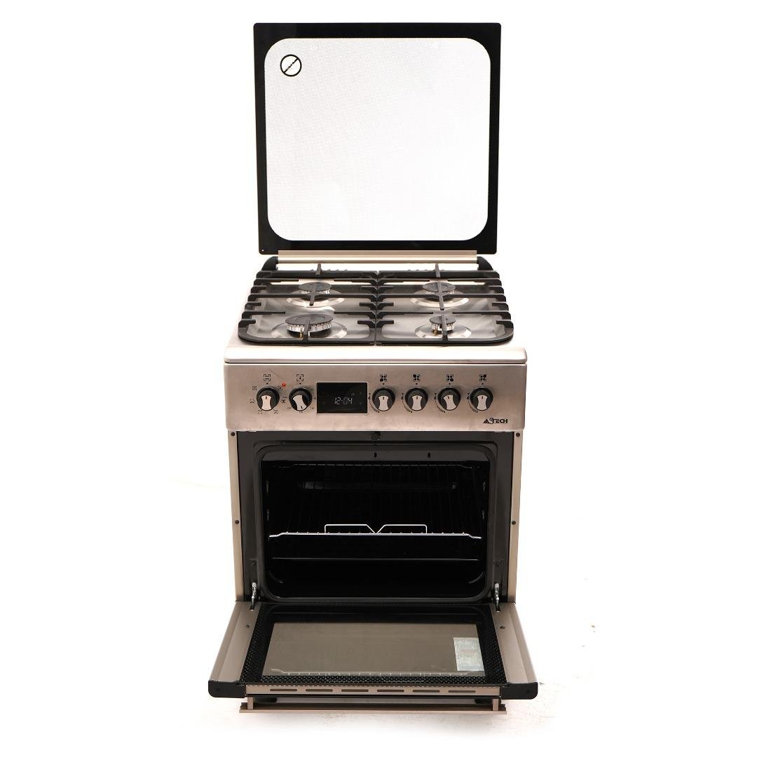 CUISINIÈRE INOX MODERNE 4 BRÛLEURS GAZ