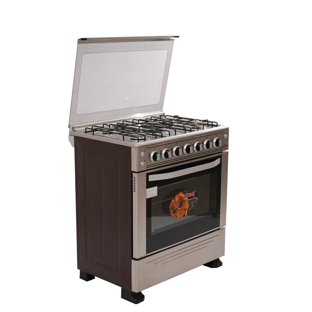 CUISINIÈRE ASTECH DELUXE BLANC 4 GAZ + FOUR ROND